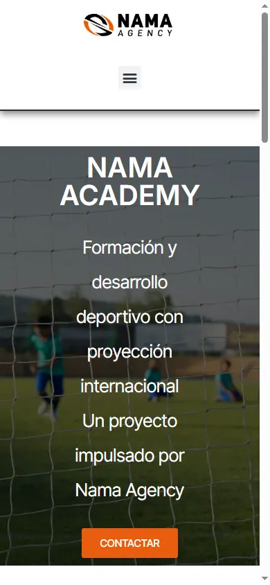 Versión móvil de la web de Nama Academy, Barcelona