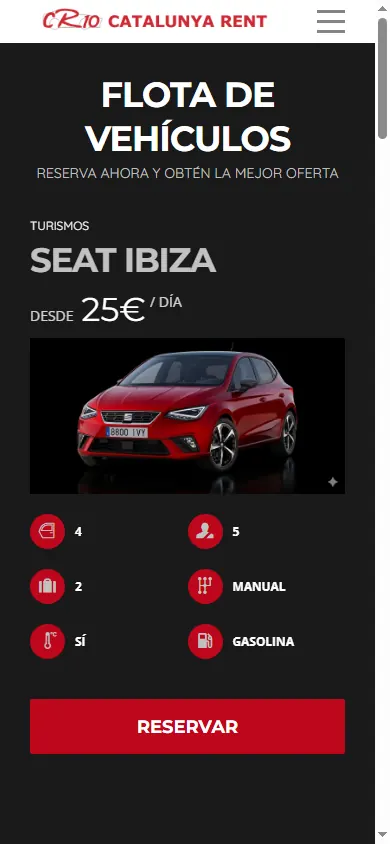 Versió mòbil de la web de Catalunya Rent, Badalona