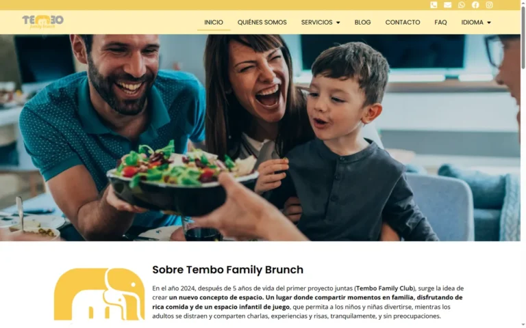 Página de inicio de la web de Tembo Family Brunch, brunch familiar en Barcelona