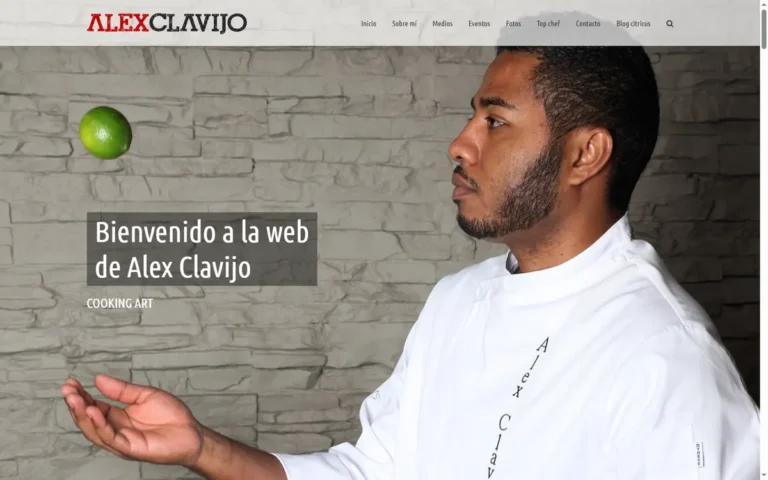 Pàgina d'inici de la web d'Alex Clavijo, xef a Sant Cugat del Vallès