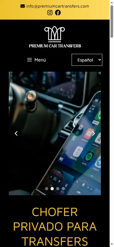 Versió mòbil de la web de Premium Car Transfers, Barcelona