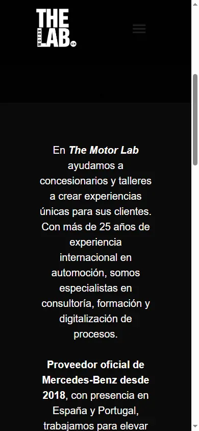 Versió mòbil de la web de The Motor Lab, Madrid