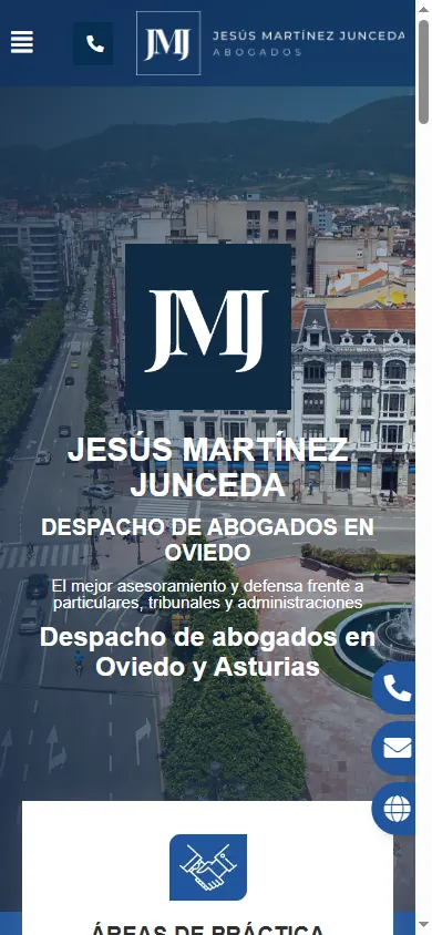 Versión móvil de la web de JMJ Abogados, Oviedo