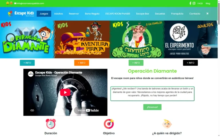 Pàgina d'inici de Room Escape Kids, escape room infantil a L'Ametlla del Vallès