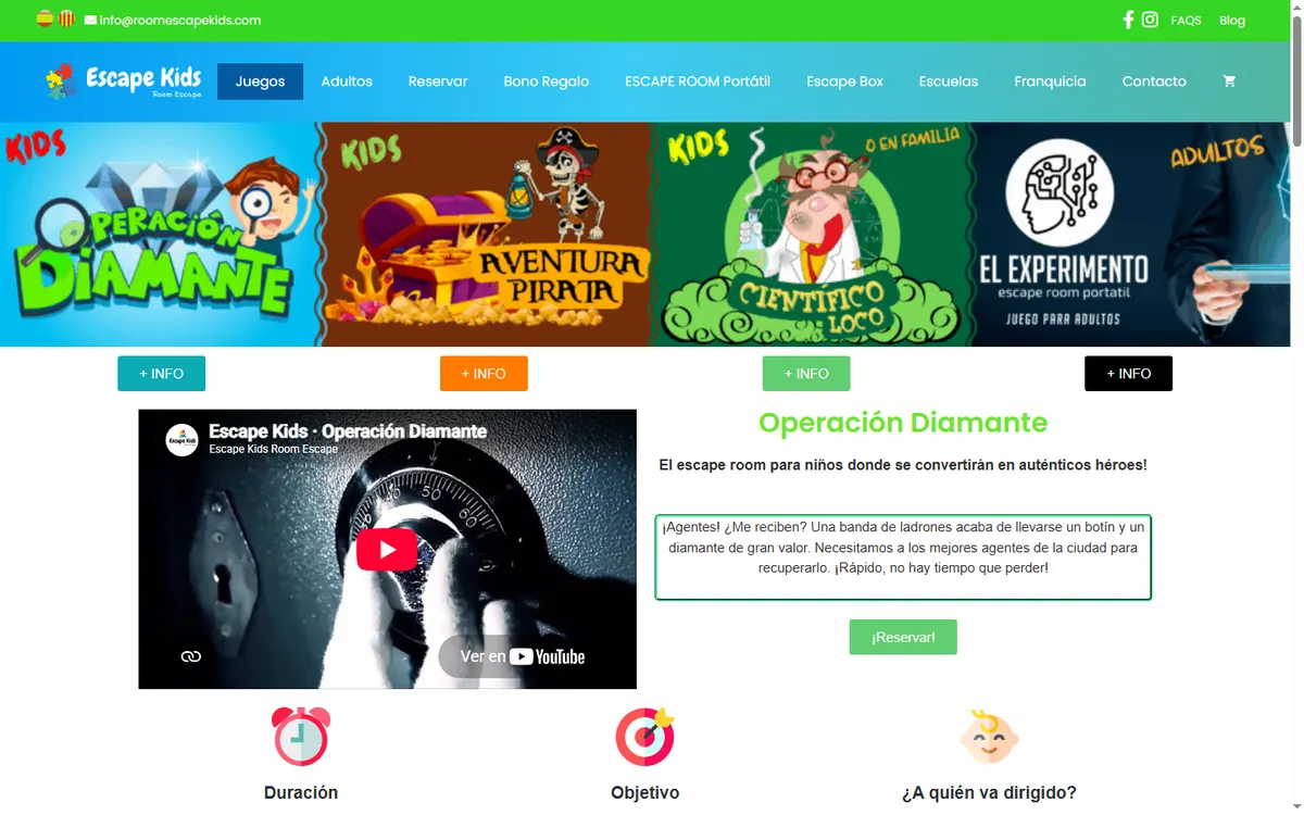 Pàgina d'inici de Room Escape Kids, escape room infantil a L'Ametlla del Vallès