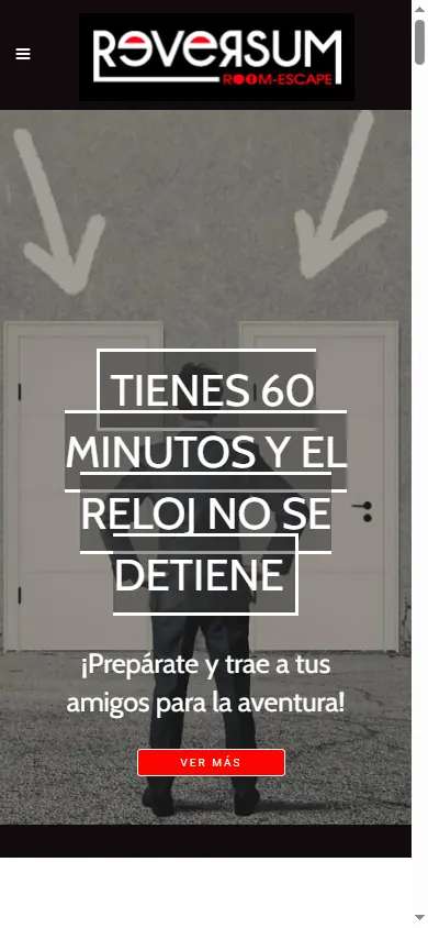 Versión móvil de la web de Reversum Room Escape, Madrid