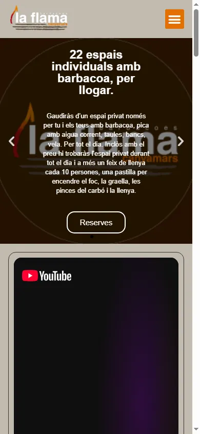 Versió mòbil de la web d'Espai La Flama, Dosrius