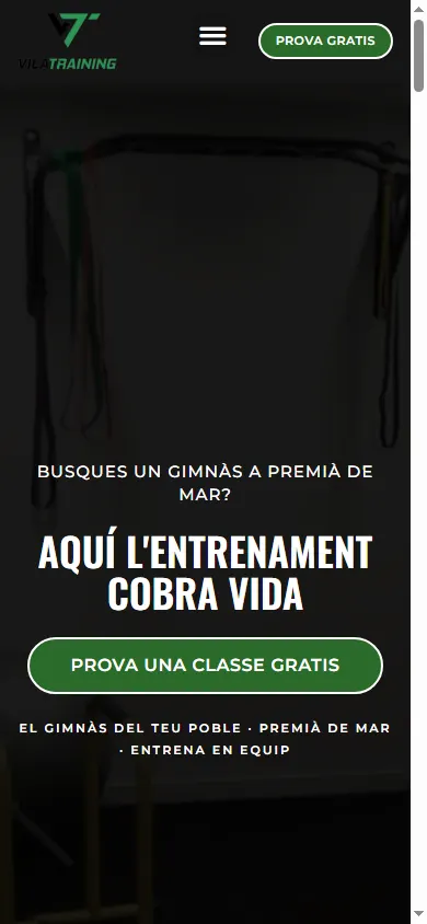 Versión móvil de la web de Vilatraining, Premià de Mar