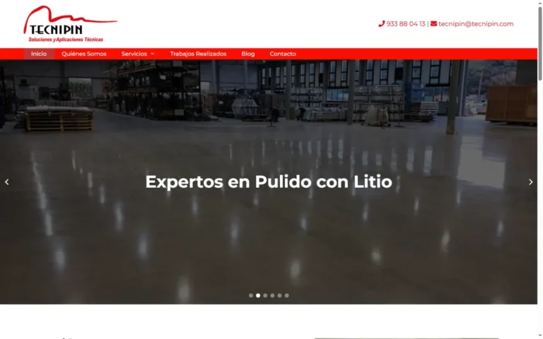 Pàgina d'inici de la web de Tecnipin, impermeabilitzacions i pintura tècnica a Badalona
