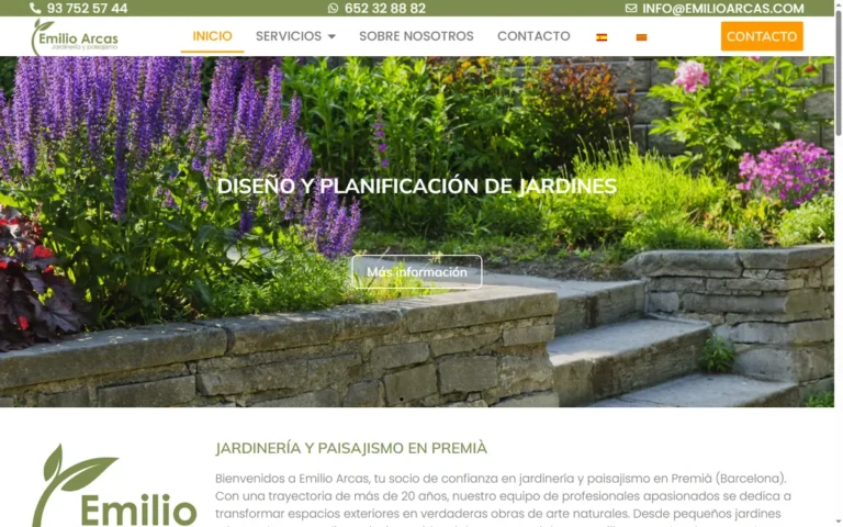 Pàgina d'inici de la web d'Emilio Arcas, jardineria i paisatgisme a Premià de Mar