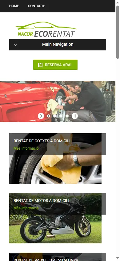 Versió mòbil de la web de Nacor Ecorentat, Barcelona