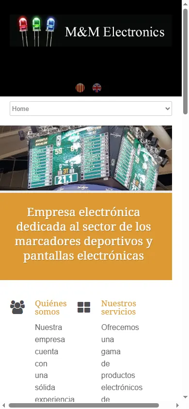 Versión móvil de la web de M&M Electronics, Mataró