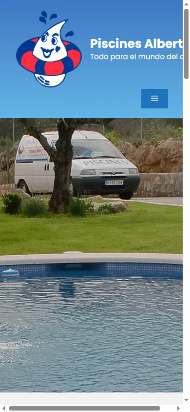 Versió mòbil de la web de Piscines Albert, Vallirana