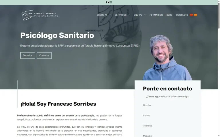 Página de inicio de la web de Francesc Sorribes, psicólogo sanitario en Barcelona