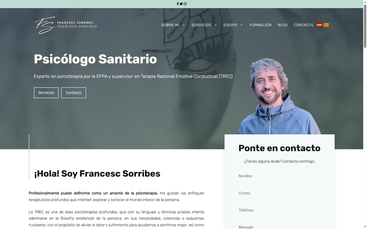 Página de inicio de la web de Francesc Sorribes, psicólogo sanitario en Barcelona