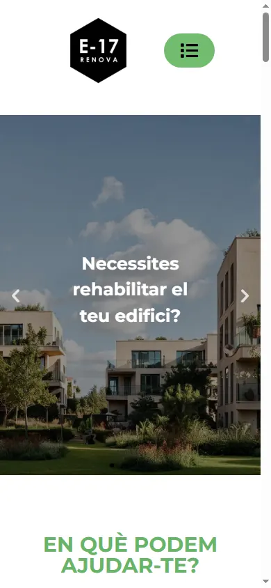 Versió mòbil de la web d'E-17 Renova, Premià de Mar