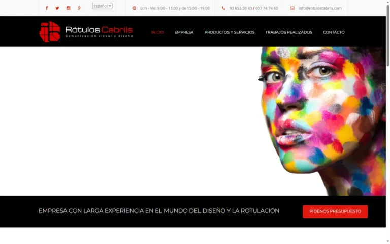Página de inicio de la web de Rótulos Cabrils, empresa de rotulación en Cabrils