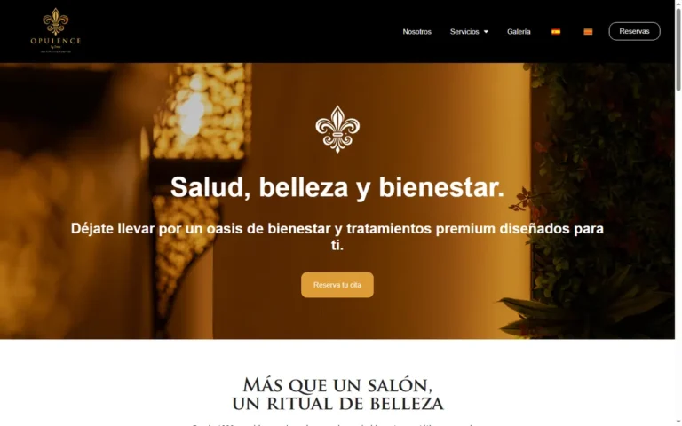 Pàgina d'inici de la web d'Opulence by Irene, centre d'estètica a Premià de Mar