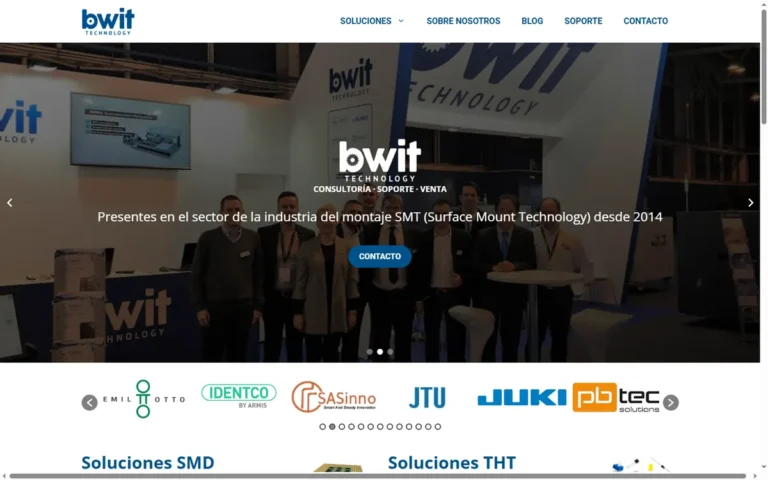 Pàgina d'inici de la web de BWIT Technology, tecnologia SMT a Rubí