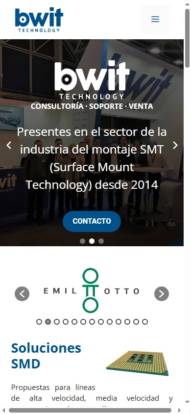 Versión móvil de la web de BWIT Technology, Rubí
