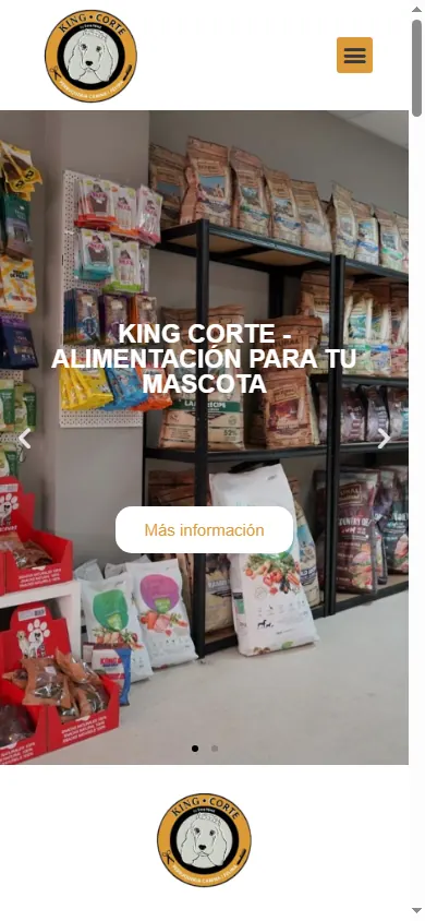 Versión móvil de la web de King Corte, Menorca