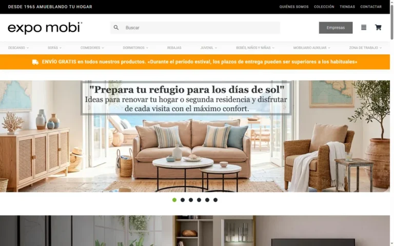 Pàgina d'inici de la web d'Expo Mobi, botiga de mobles a Sant Cugat del Vallès
