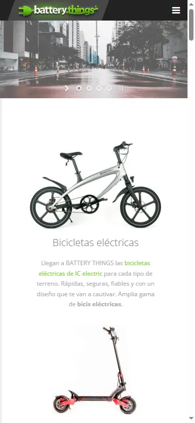 Versión móvil de la web de Battery Things, Mataró